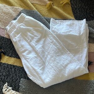 white linen pants